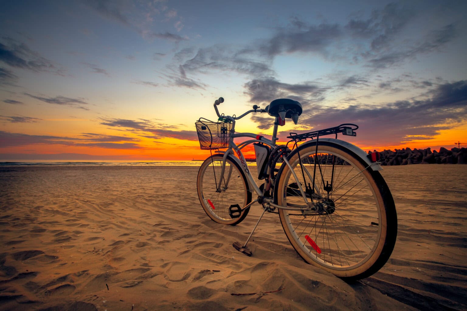 Bicycle on the coast of the Baltic Sea in Lithuania